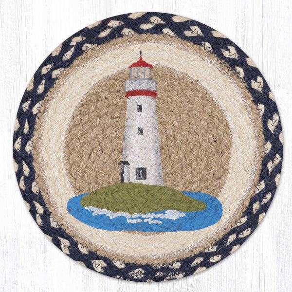 MSPR-830 White Lighthouse Printed Round Trivet 10"x10"
