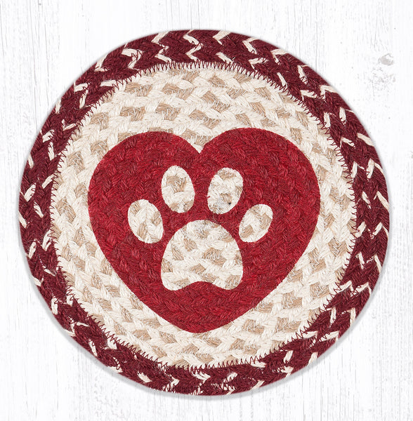 MSPR-9-117 Heart Paw Printed Round Trivet 10"x10"