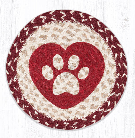 MSPR-9-117 Heart Paw Printed Round Trivet 10"x10"