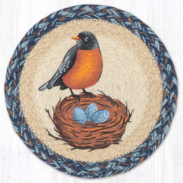 MSPR-9-119 Robin With Nest Printed Round Trivet 10"x10"