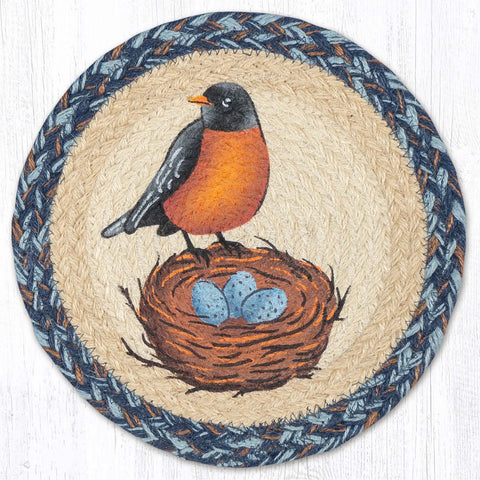 MSPR-9-119 Robin With Nest Printed Round Trivet 10"x10"