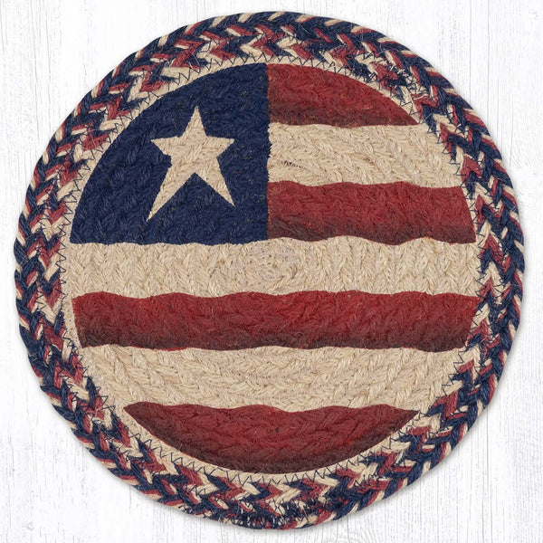 MSPR-9-926 Primitive Flag Printed Round Trivet 10"x10"