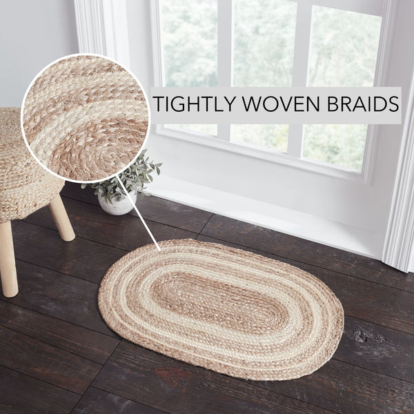 Natural & Creme Jute Rug Oval 20x30