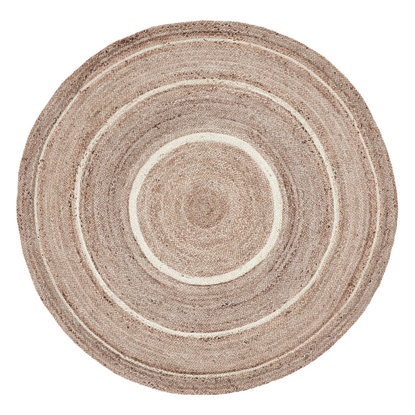 Natural & Creme Jute Rug 8ft Round