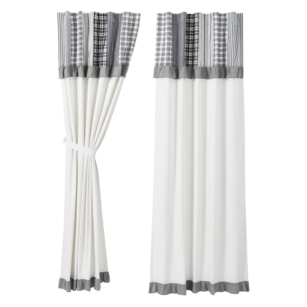 Sawyer Mill Black Panel with Attached Patchwork Valance Set of 2 84x40