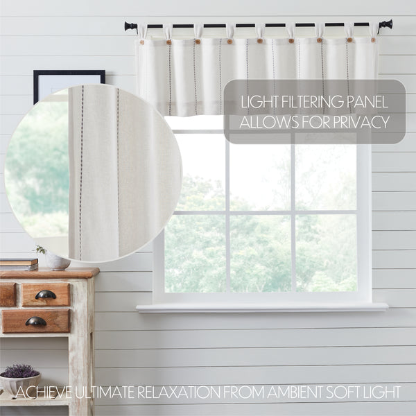 Stitched Burlap White Window Valance 16x72 | Farmhouse Burlap