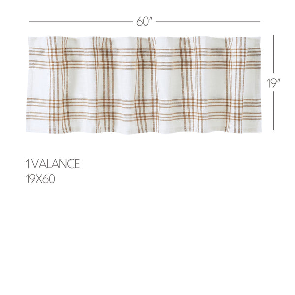 Wheat Plaid Lined Valance 19x60 | Farmhouse Country Plaid