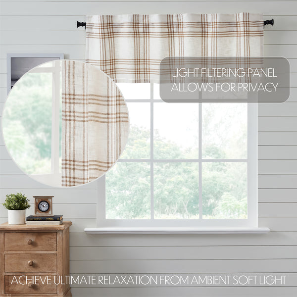 Wheat Plaid Lined Valance 19x60 | Farmhouse Country Plaid