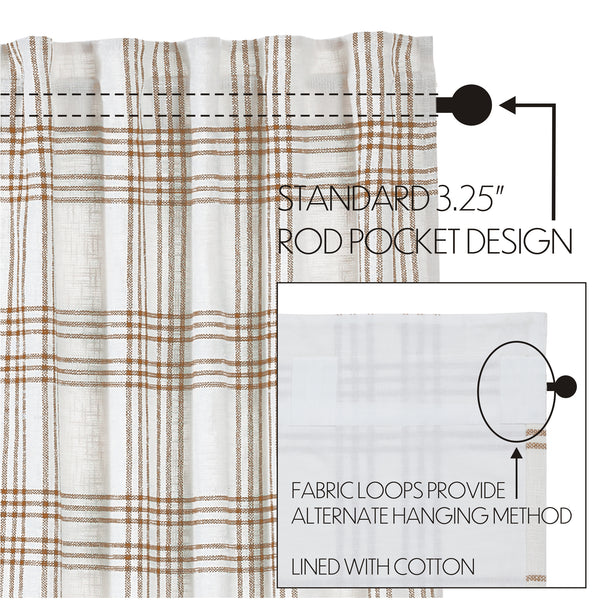 Wheat Plaid Lined Valance 19x60 | Farmhouse Country Plaid