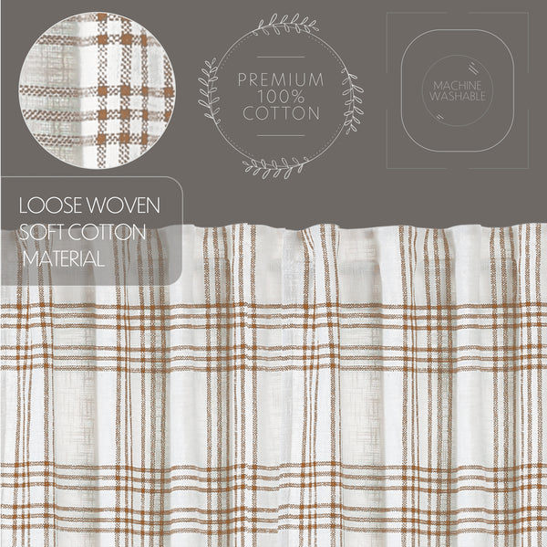 Wheat Plaid Lined Valance 19x60 | Farmhouse Country Plaid