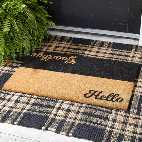Our Hello/Goodbye Doormat is a perfect way to welcome and send off guests. Featuring the word Hello upon entry and the word Goodbye upon exit.     