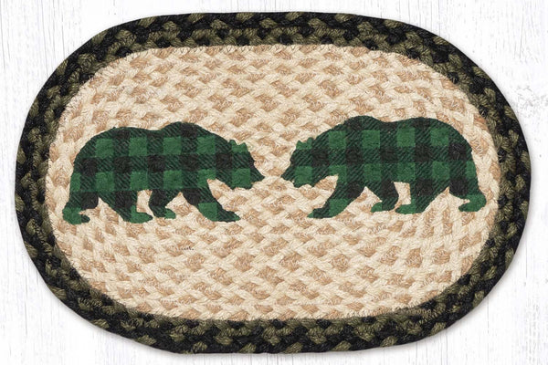 MSP-116 Green Plaid Bear Printed Oval Swatch 10"x15"