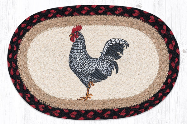 MSP-602 Black & White Rooster Printed Oval Swatch 10"x15"