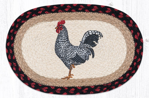 MSP-602 Black & White Rooster Printed Oval Swatch 10"x15"