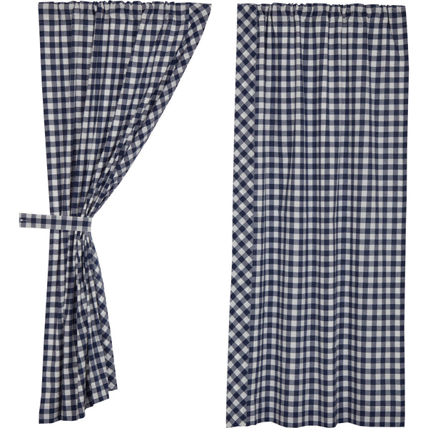 Vintage Check Blue Short Panel Set of 2 63Lx36W