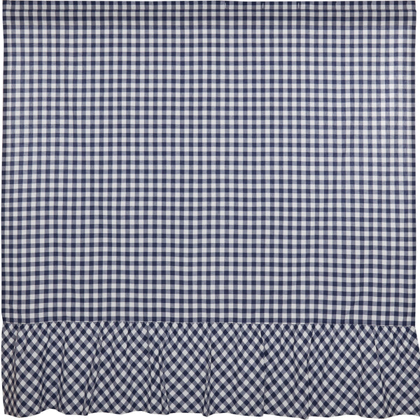 Vintage Check Blue Shower Curtain 72Lx72W