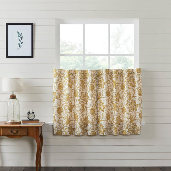 The Dorset Gold Floral Tier Set of 2 brings warmth to your living area with a vintage decor color and a soothing design. This set of 2 tiers feature a rich golden color with a straight edge design and cotton lining. 
