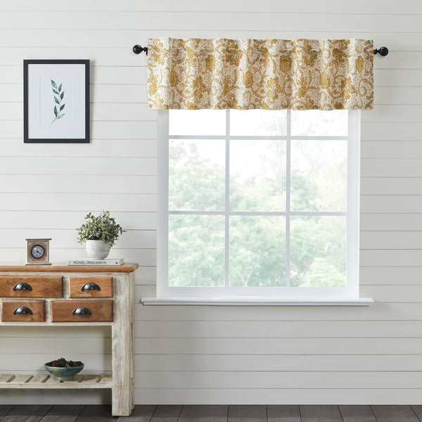 Dorset Gold Floral Valance 16x72 Natural Creme, Mustard Gold, Golden Brown