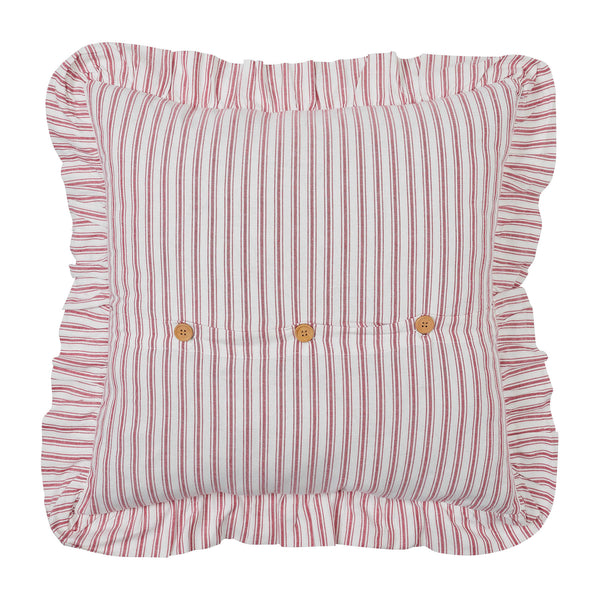 Timeless Ticking Red Ruffled Fabric Euro Sham 26Lx26W
