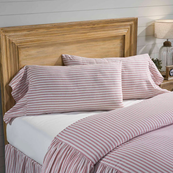 Timeless Ticking Red Ruffled King Sham Set of 2 37Lx21W+8