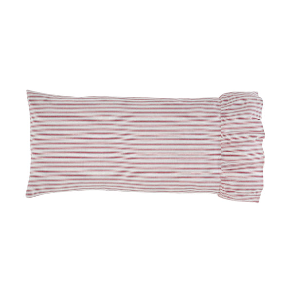 Timeless Ticking Red Ruffled King Sham Set of 2 37Lx21W+8