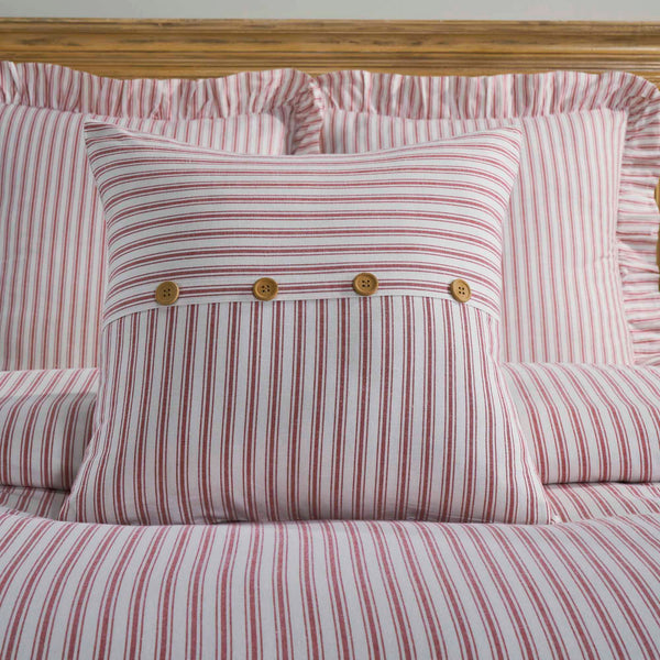 Timeless Ticking Red Button Pillow Cover 20Lx20W