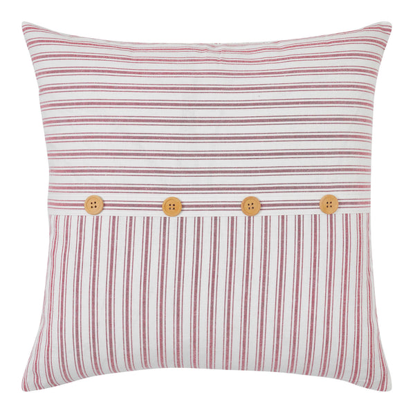 Timeless Ticking Red Button Pillow Cover 20Lx20W