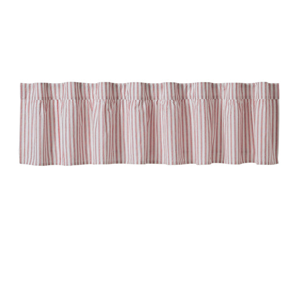 Timeless Ticking Red Ruffled Valance 16Lx72W