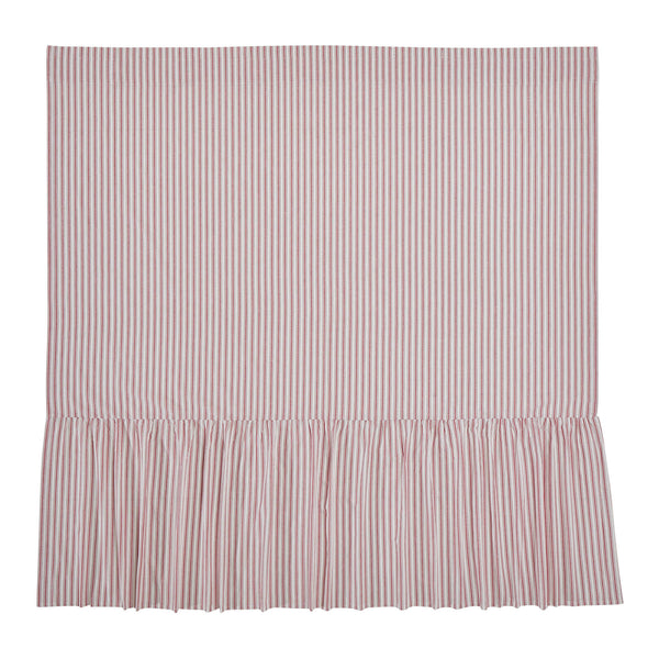 Timeless Ticking Red Ruffled Shower Curtain 72Lx72W