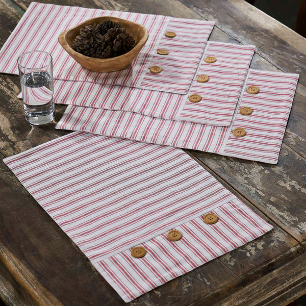 Timeless Ticking Red Placemat Set of 4 18Lx12W
