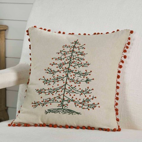 Timeless Ticking Red Tree Pillow Cover 18Lx18W