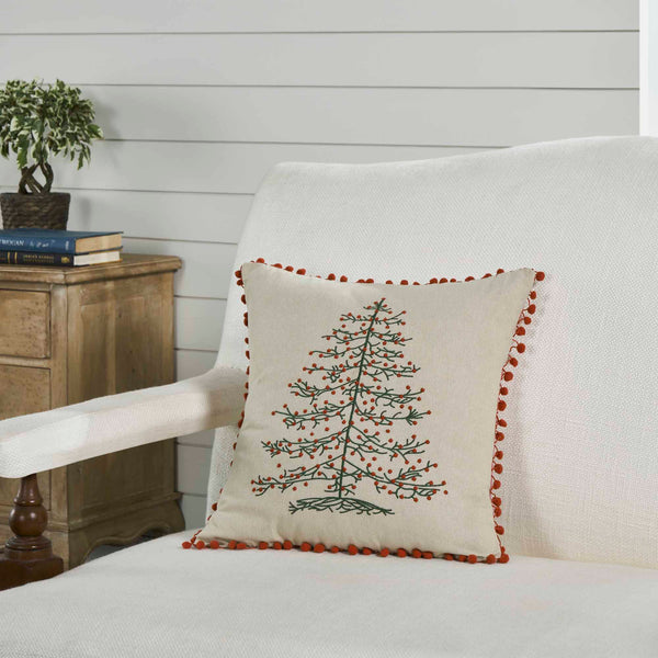 Timeless Ticking Red Tree Pillow Cover 18Lx18W