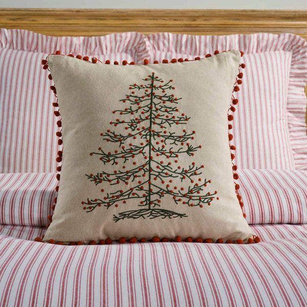 Timeless Ticking Red Tree Pillow Cover 18Lx18W