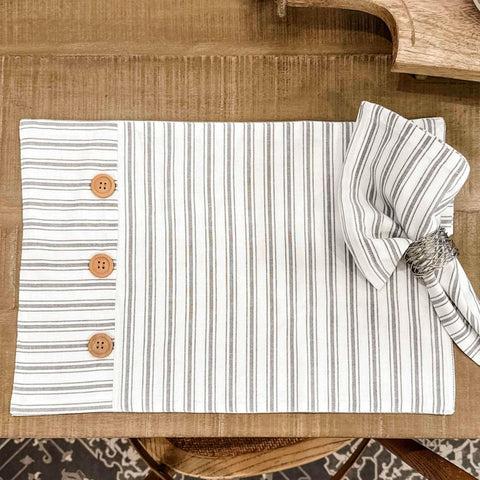 Timeless Ticking Gray Placemat Set of 4 18Lx12W