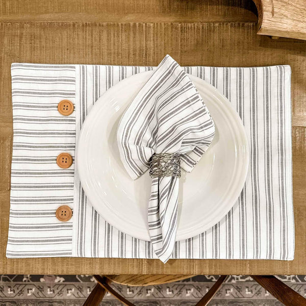 Timeless Ticking Gray Placemat Set of 4 18Lx12W