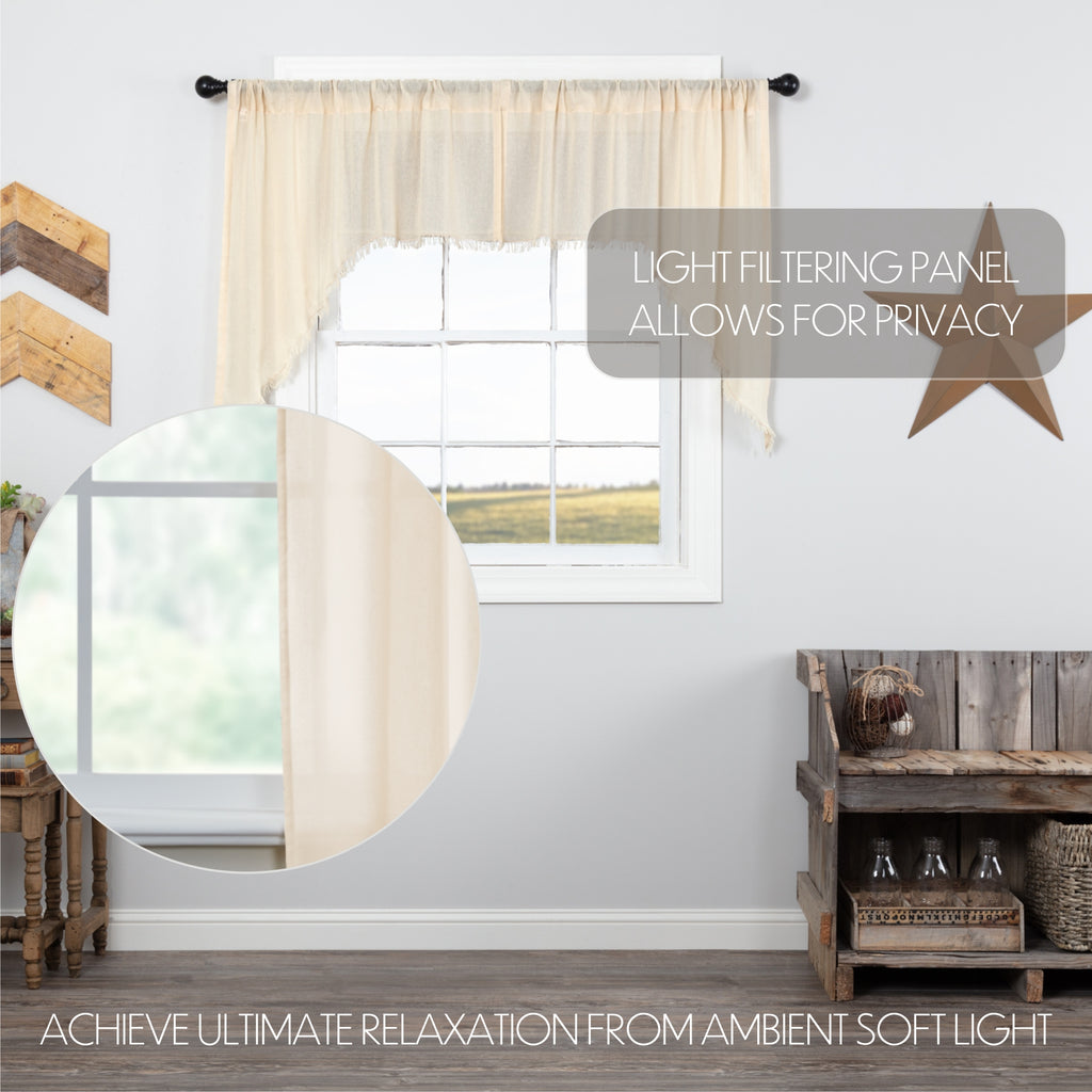 tobacco shade cloth Fringed Panel Set Natural The sheer fabric softly filters light creating a perfectly welcoming and bright environment Tobacco Cloth Prairie Curtain |