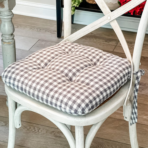 Gray Gables Check Chair Pad 16Lx16W