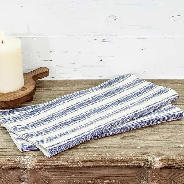 Market Place Blue Ticking Stripe Tablemat Set of 2 14Lx14W