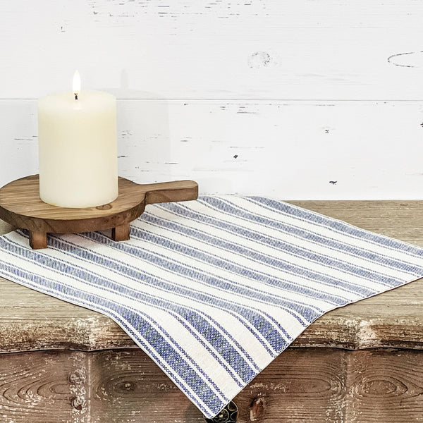 Market Place Blue Ticking Stripe Tablemat Set of 2 14Lx14W