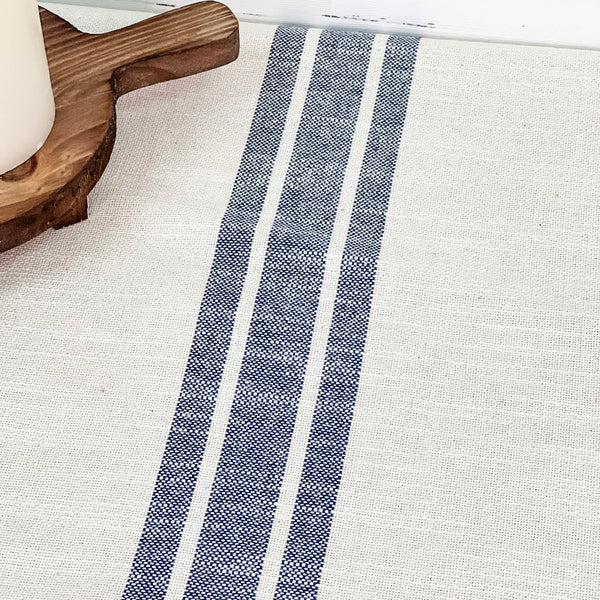 Market Place Blue Grain Sack Stripe Tablemat Set of 2 14Lx14W