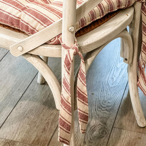 Market Place Red Ticking Stripe Chair Pad 16Lx16W