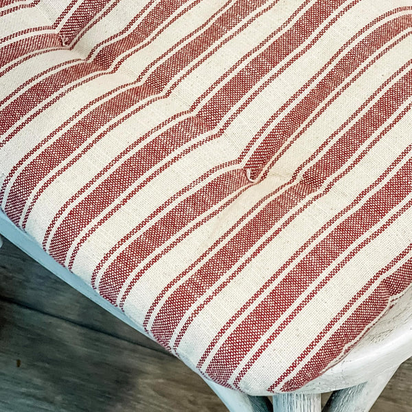 Market Place Red Ticking Stripe Chair Pad 16Lx16W