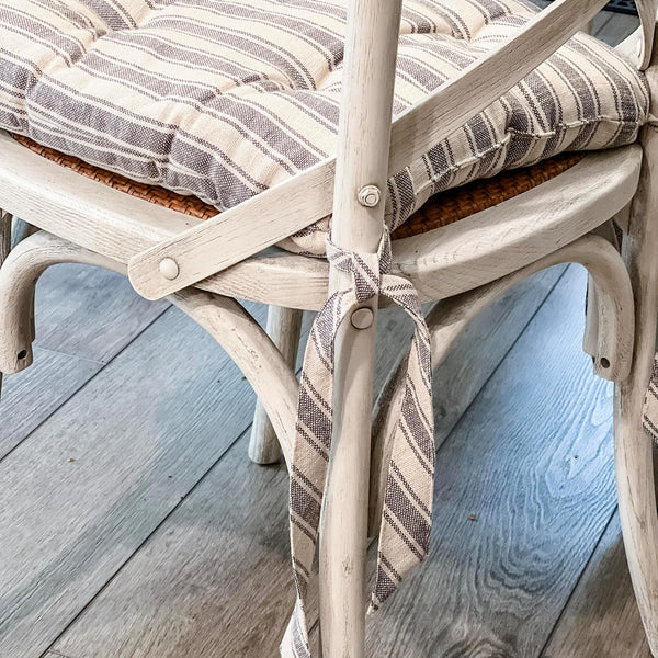 Market Place Gray Ticking Stripe Chair Pad 16Lx16W