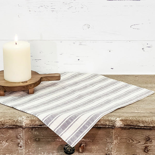 Market Place Gray Ticking Stripe Tablemat Set of 2 14Lx14W