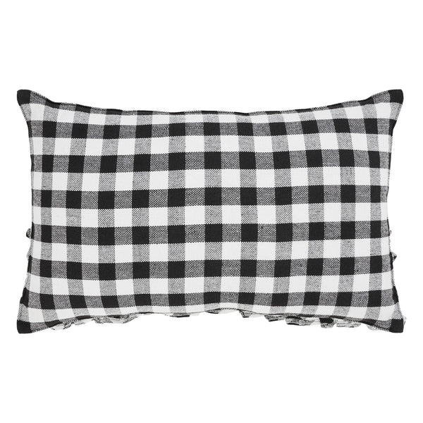 Annie Black Buffalo Check Pumpkin Ruffle Accent Pillow 14x22 Farmhouse Fall Home Decor