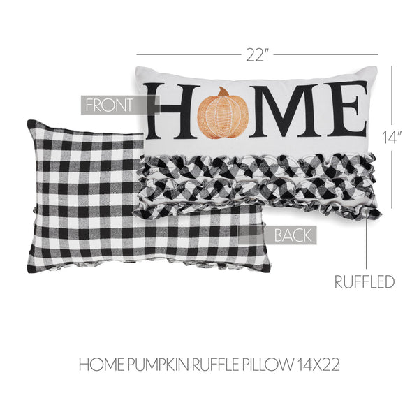 Annie Black Buffalo Check Pumpkin Ruffle Accent Pillow 14x22 Farmhouse Fall Home Decor