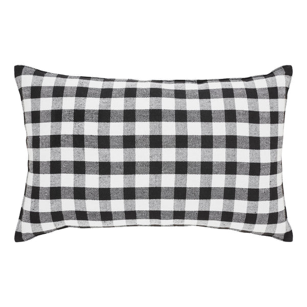 Annie Farmhouse Fall Decor Throw Pillow, Black Check Pumpkin Be Thankful Accent Pillow 14x22