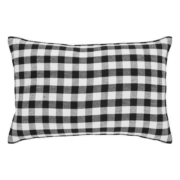 Annie Black Check Farmhouse Fall Harvest Pumpkin Patch Lumbar Throw Pillow 14x22