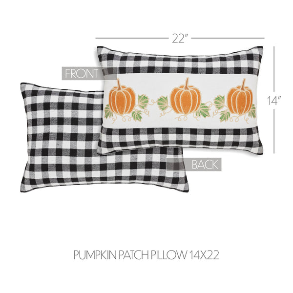 Annie Black Check Farmhouse Fall Harvest Pumpkin Patch Lumbar Throw Pillow 14x22