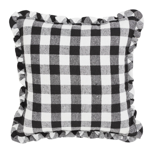 Annie Harvest Farmhouse Black Buffalo Check Pumpkin Throw Pillow 12x12 Inch Decorative Accent